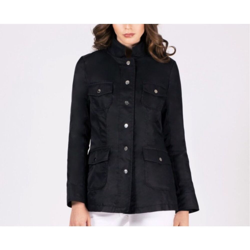 Jane Post $595 Black Lightweight Nylon Utility Rain Jacket XL NWT